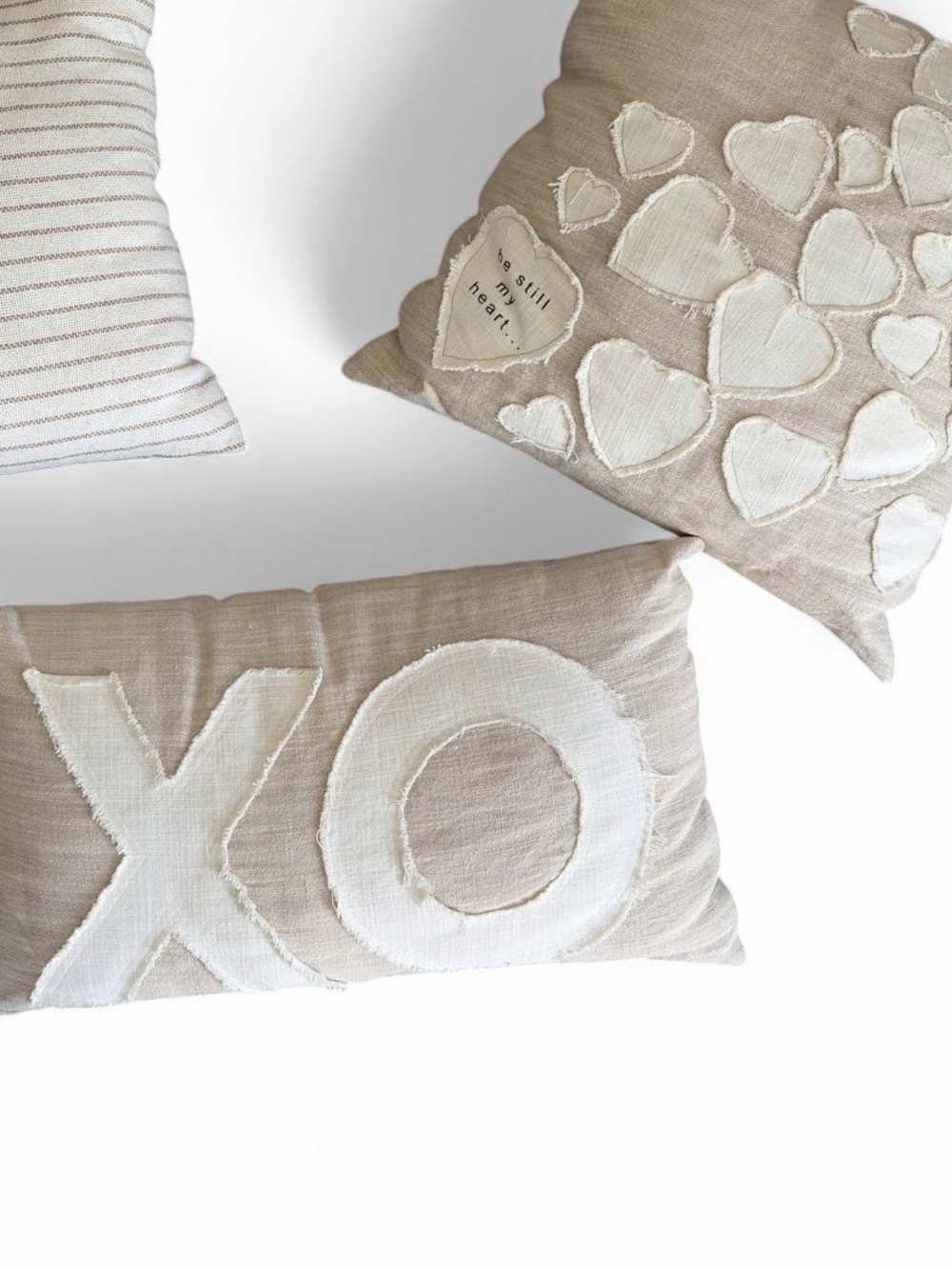 Magaschoni Beige and White Decorative XOXO Lumbar Pillow